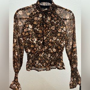 Floral DRESS FORUM smocked high neck top NWT